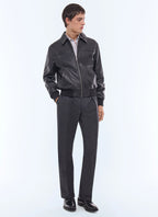 Blouson en cuir d'agneau Noir