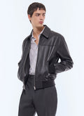 Blouson en cuir d'agneau Noir