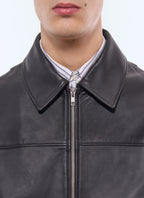 Blouson en cuir d'agneau Noir