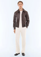 Blouson en cuir d'agneau Marron