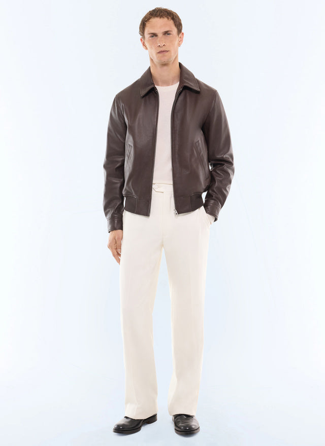 Blouson en cuir d'agneau Marron