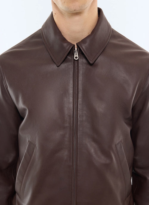Blouson en cuir d'agneau Marron