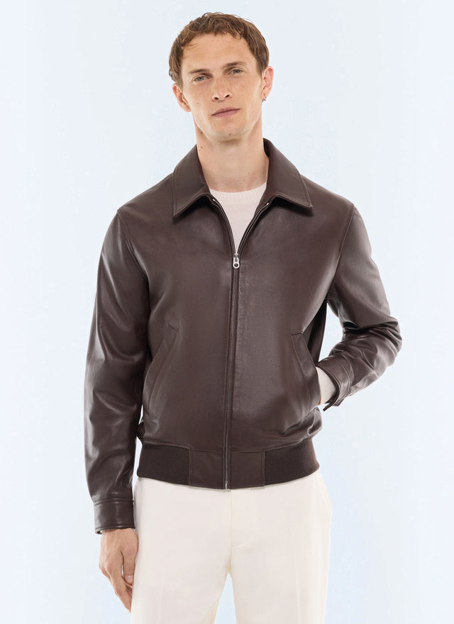 Blouson en cuir d'agneau Marron