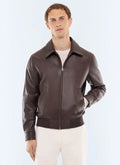 Blouson en cuir d'agneau Marron
