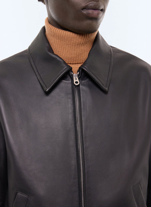 Blouson en cuir d’agneau Noir
