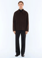 Veste worker double face en laine Chocolat
