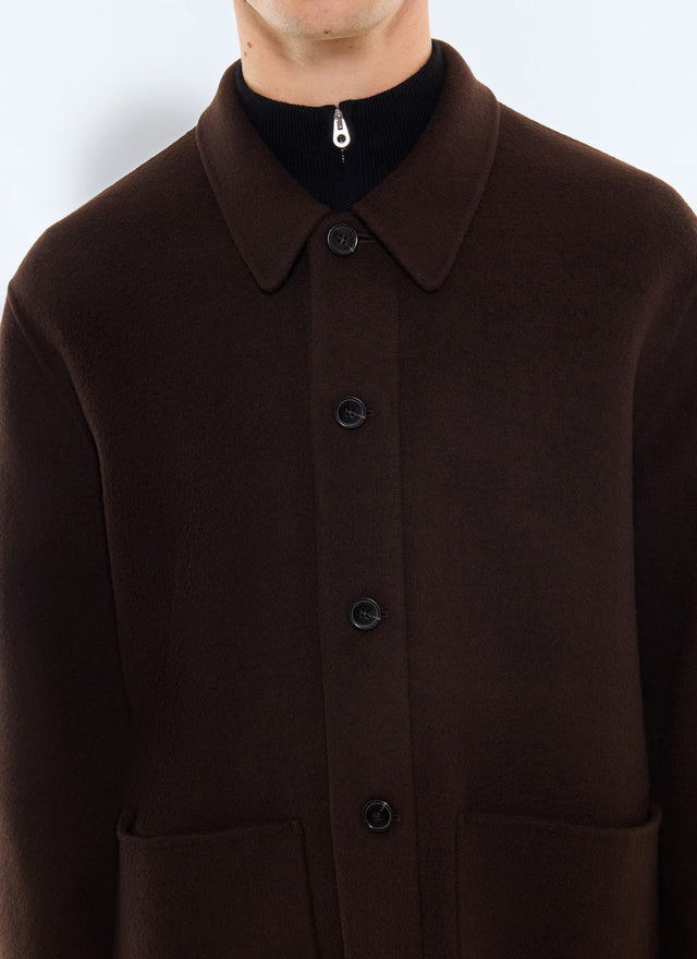 Veste worker double face en laine Chocolat