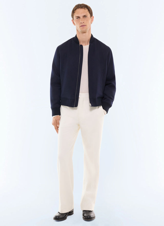 Blouson en drill de laine vierge Marine