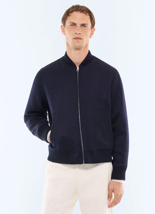 Blouson en drill de laine vierge Marine
