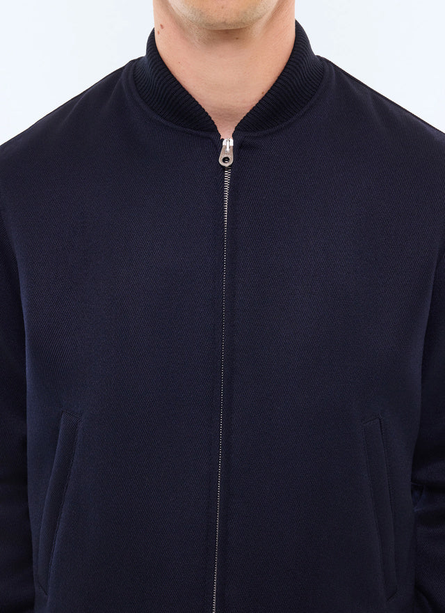 Blouson en drill de laine vierge Marine