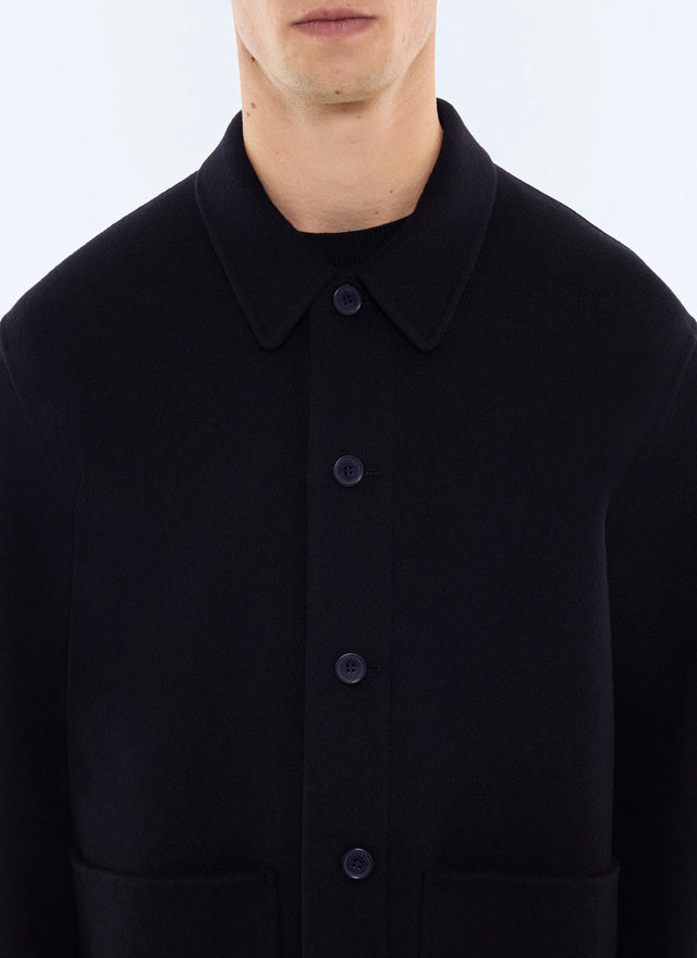 Veste worker double face en laine Marine