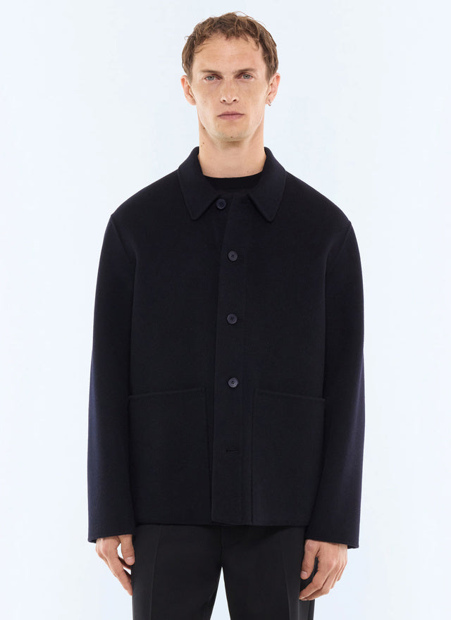 Veste worker double face en laine Marine