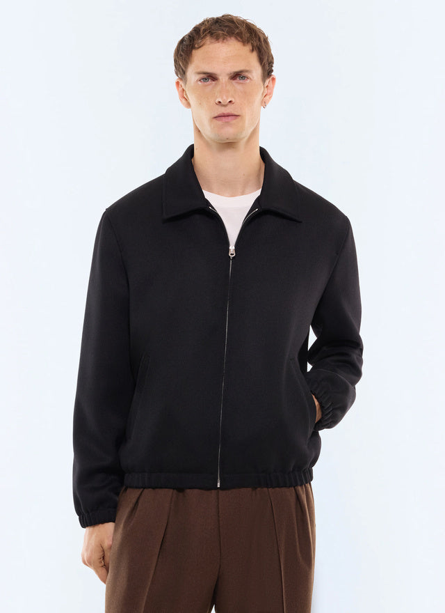 Blouson en drill de laine vierge Noir