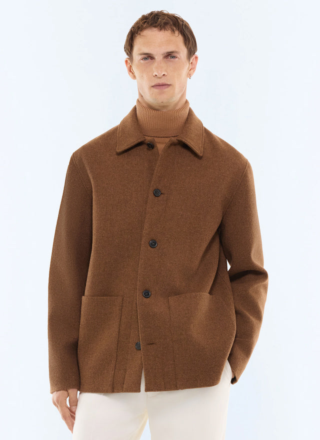 Veste worker en tweed Tabac