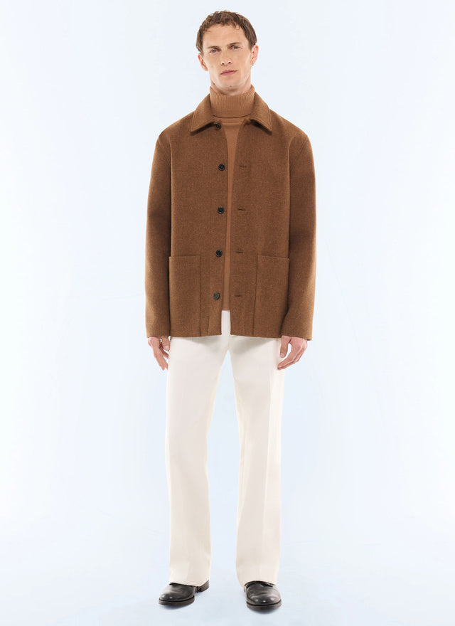 Veste worker en tweed Tabac