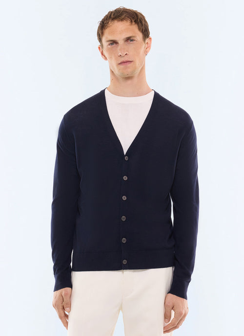 Cardigan en laine mérinos Marine
