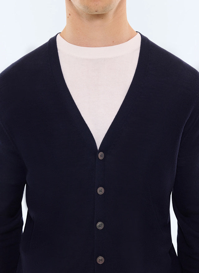 Cardigan en laine mérinos Marine