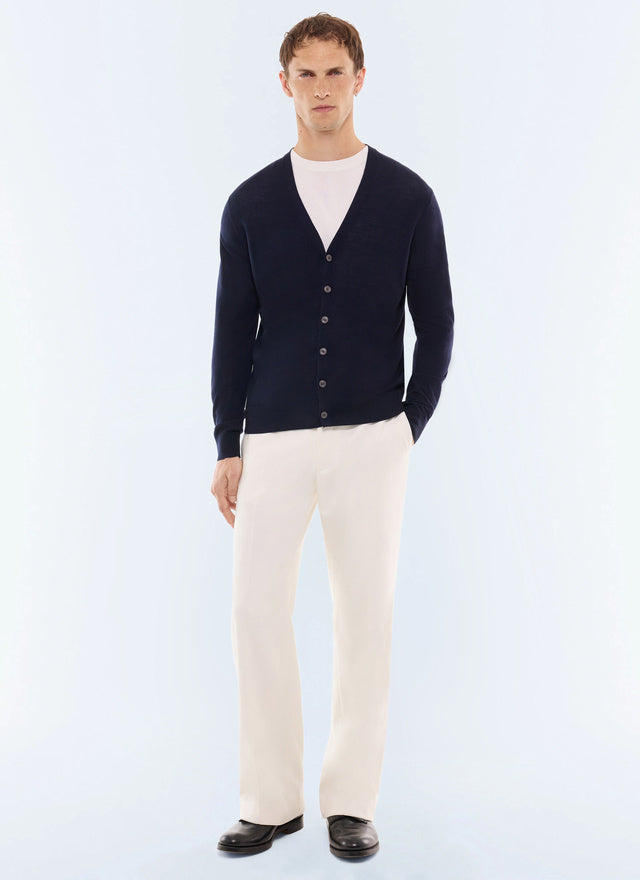 Cardigan en laine mérinos Marine
