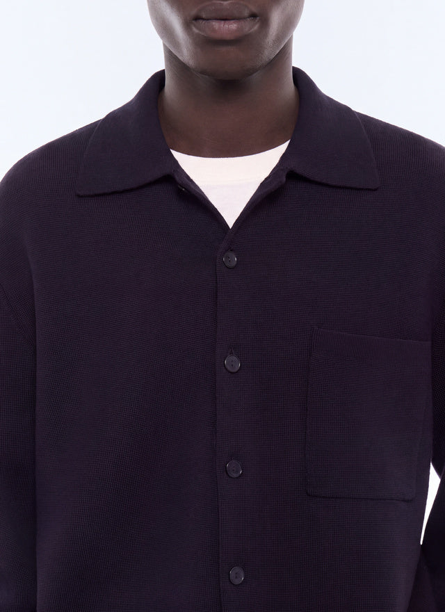 Cardigan fin en laine Marine