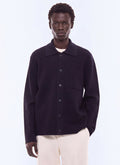 Cardigan fin en laine Marine