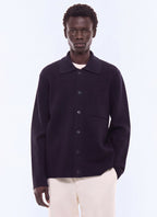 Cardigan fin en laine Marine