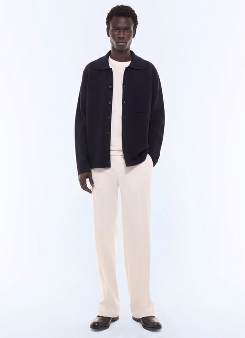 Cardigan fin en laine Marine