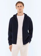 Cardigan à capuche en laine et coton Marine