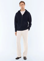 Cardigan à capuche en laine et coton Marine