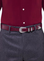 Ceinture Western en cuir Bordeaux