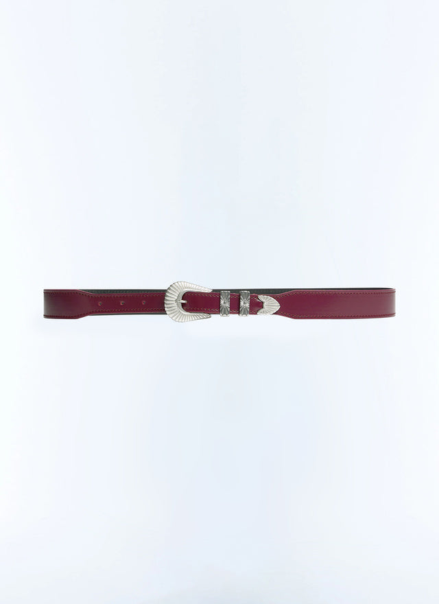 Ceinture Western en cuir Bordeaux