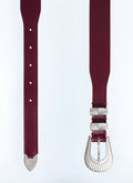 Ceinture Western en cuir Bordeaux