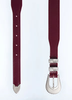 Ceinture Western en cuir Bordeaux