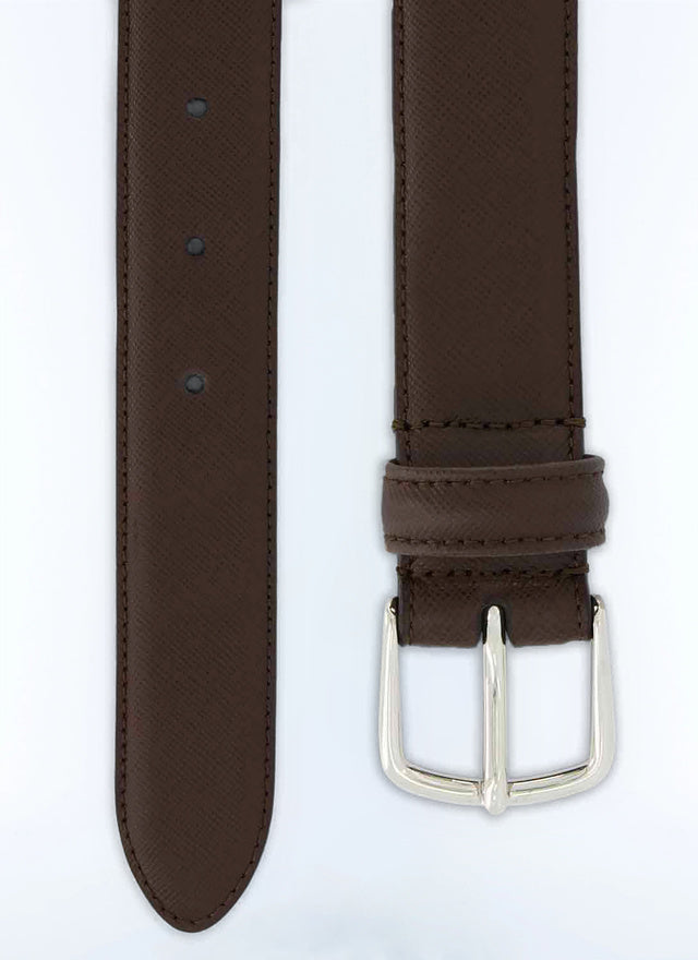 Ceinture en cuir marron Cuir saffiano marron