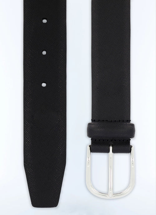 Ceinture en cuir noire Cuir saffiano noir