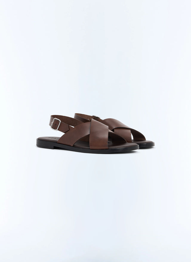 Sandales en cuir Cognac