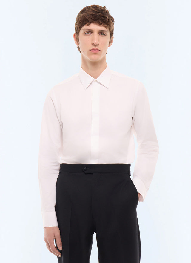 Chemise gorge cachée en twill de coton BLANC