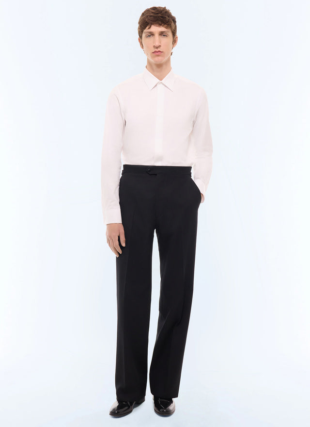 Chemise gorge cachée en twill de coton BLANC