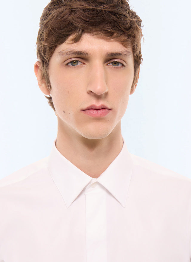 Chemise gorge cachée en twill de coton BLANC