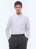 Chemise à rayures en popeline de coton Bleu - Rayures bleu ciel et rouge