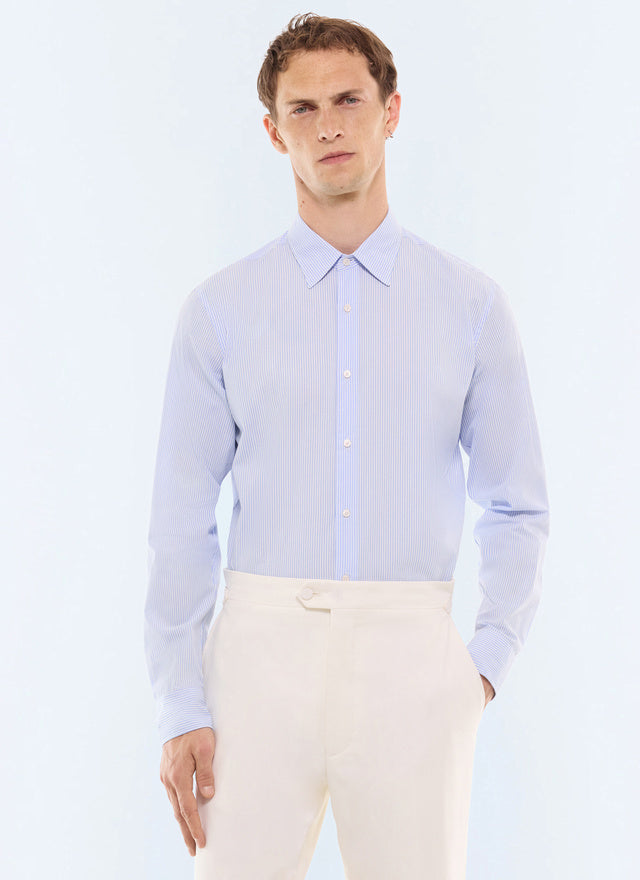Chemise à rayures en popeline de coton Ciel