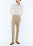 Chemise à col hirondelle en lin et coton Blanc