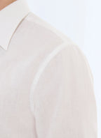 Chemise à col hirondelle en lin et coton Blanc