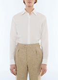 Chemise à col hirondelle en lin et coton Blanc