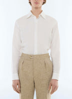 Chemise à col hirondelle en lin et coton Blanc
