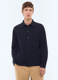 Chemise en jersey piqué de coton Bleu marine