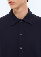 Chemise en jersey piqué de coton Bleu marine