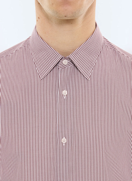 Chemise à rayures en popeline de coton Bordeaux