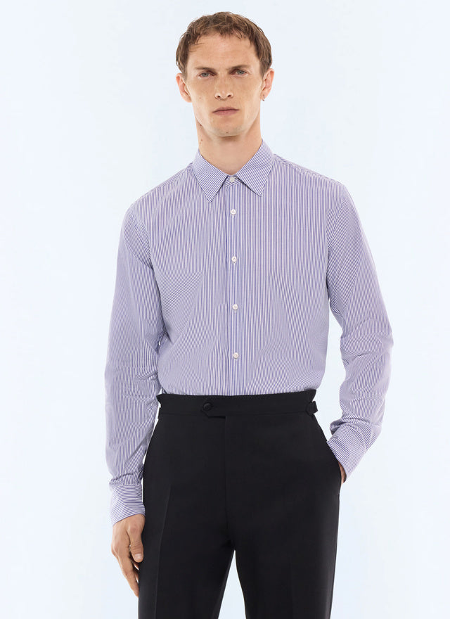 Chemise à rayures en popeline de coton Marine