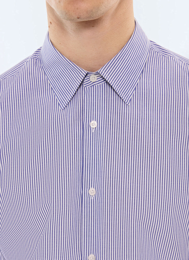 Chemise à rayures en popeline de coton Marine