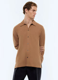 Chemise en jersey piqué de coton Noisette